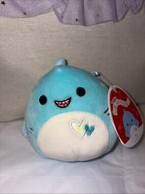 Squishmallows 4.5" Rey Valentines Blue Shark NWT
